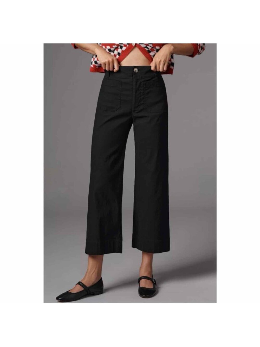 Anthropologie Maeve Colette Magic Fabric Cropped Wide Leg Pants Black
